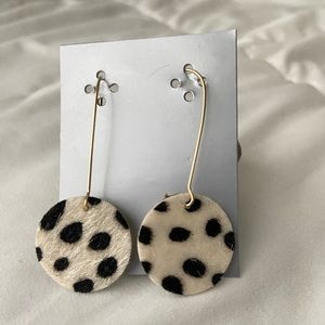 White cheetah fashion earrings